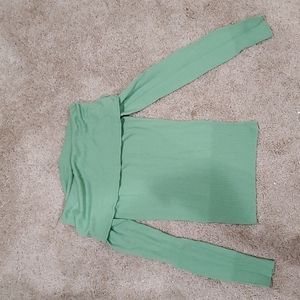 Abercrombie Green Off-Shoulder Long Sleeve Top - Size M